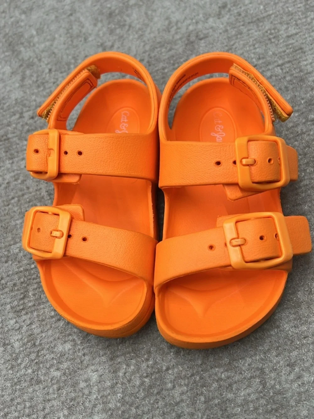 Cat & Jack Toddler Size 7 Orange Velcro Buckle Sandals